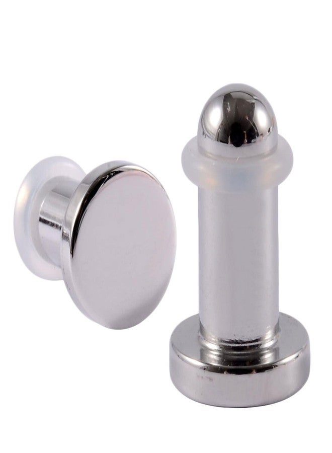 Lieson Tunnel Gauges, 2PCS Stainless Steel Ear Plugs 3.5mm Solid Round Polished Ear Gauge 6G Silver - Image 1